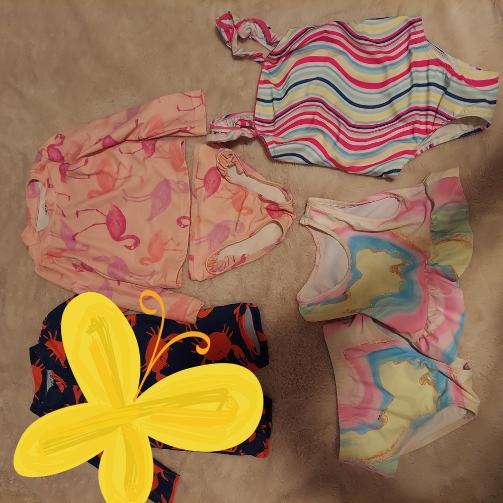 Three 2T Toddler Girl Swimsuits